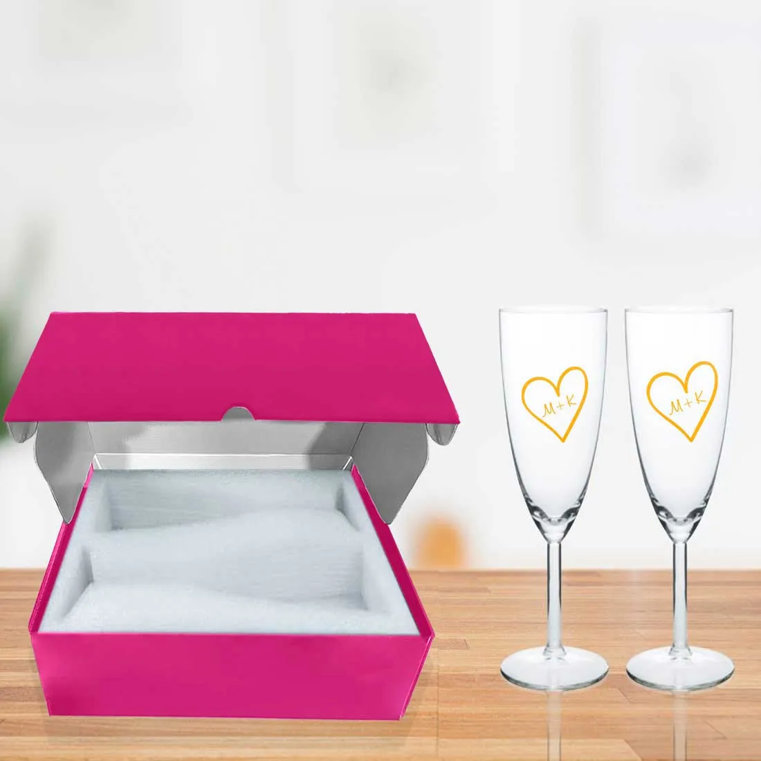 Red Champagne Glass Set Of 2 Gift Box for Couple Available in Black  Boxes