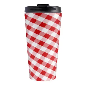 Red Gingham Travel Mug