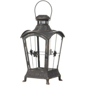 Regency International Metal & Glass Footed Lantern 9x16.75" Tall