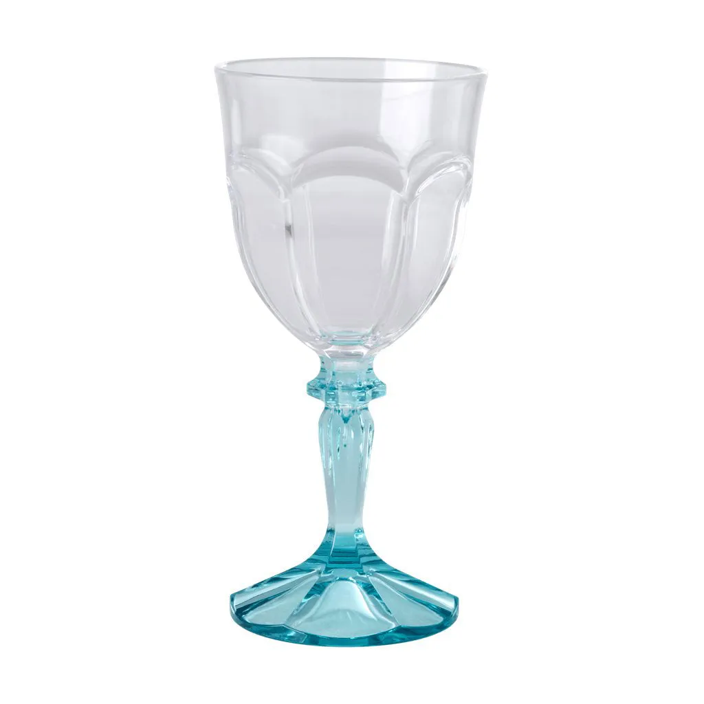 Rice DK Acrylic Two Tone Wine Glass in Clear with Mint Stem - 266ml