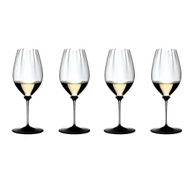 Riedel 4-Piece Fatto A Mano Performance Riesling Wine Glass with Black Base, 22 Oz