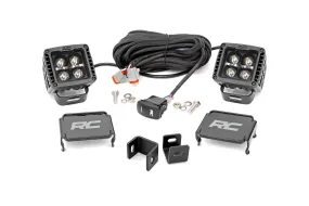 Rough Country Toyota Tundra 2022-2023 LED Light | Ditch Mount | 2" Black Pair | Amber DRL