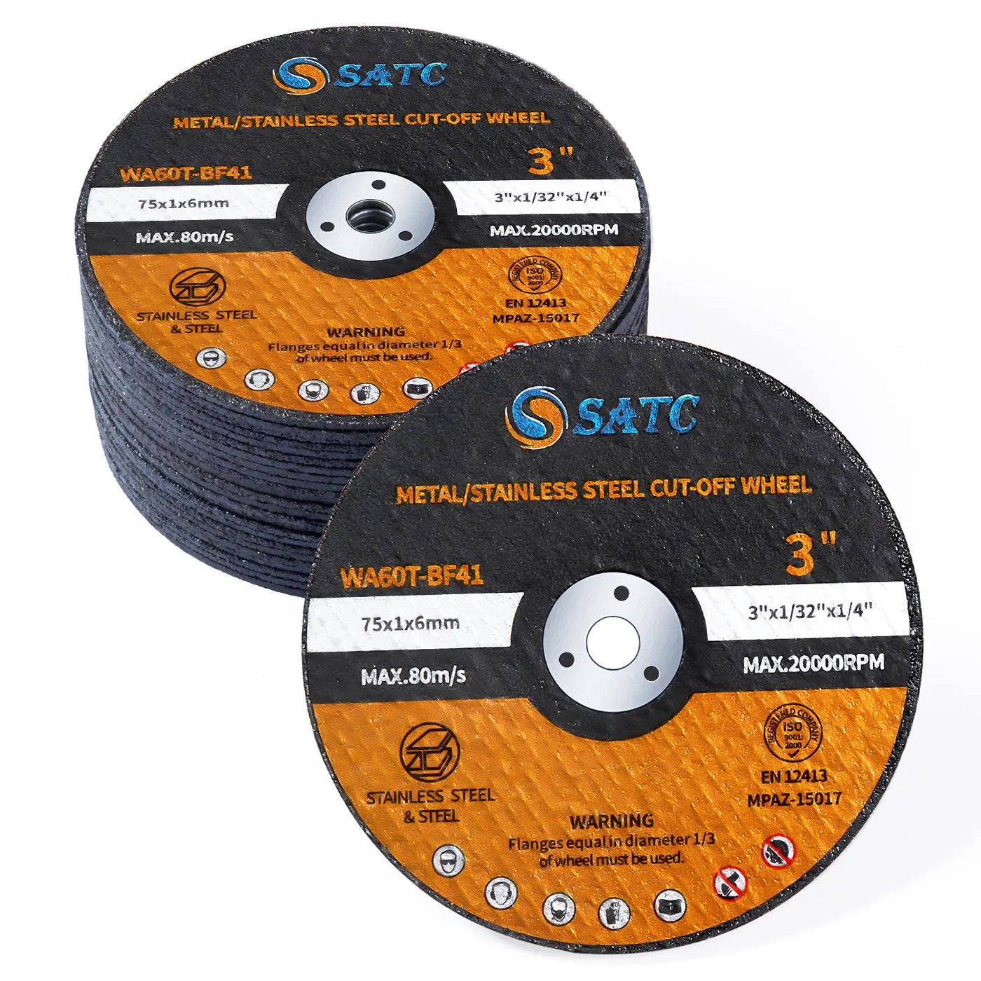 S SATC 25 PCS Cutting Off Wheel 3 Inch Angle Grinder Cutting Wheel 3" x 1/32" x 1/4" Cutting Discs