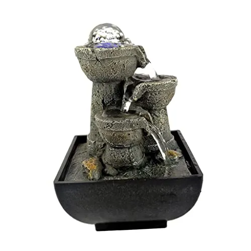 SAZ DEKOR Water Fountain with LED Lights Desktop Fountain Home Decor Ornament Style 7