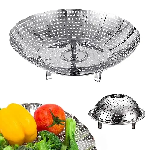 Sichumaria Vegetable Steamer Basket, Premium Stainless Steel Veggiecollapsible Steamer Basket - Foldable Vegetable Steamer for Cooking to Fits Various Size Pot