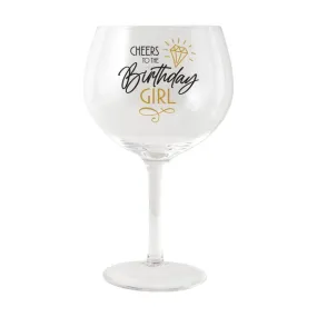 Sip Celebration Birthday Girl Balloon Glass