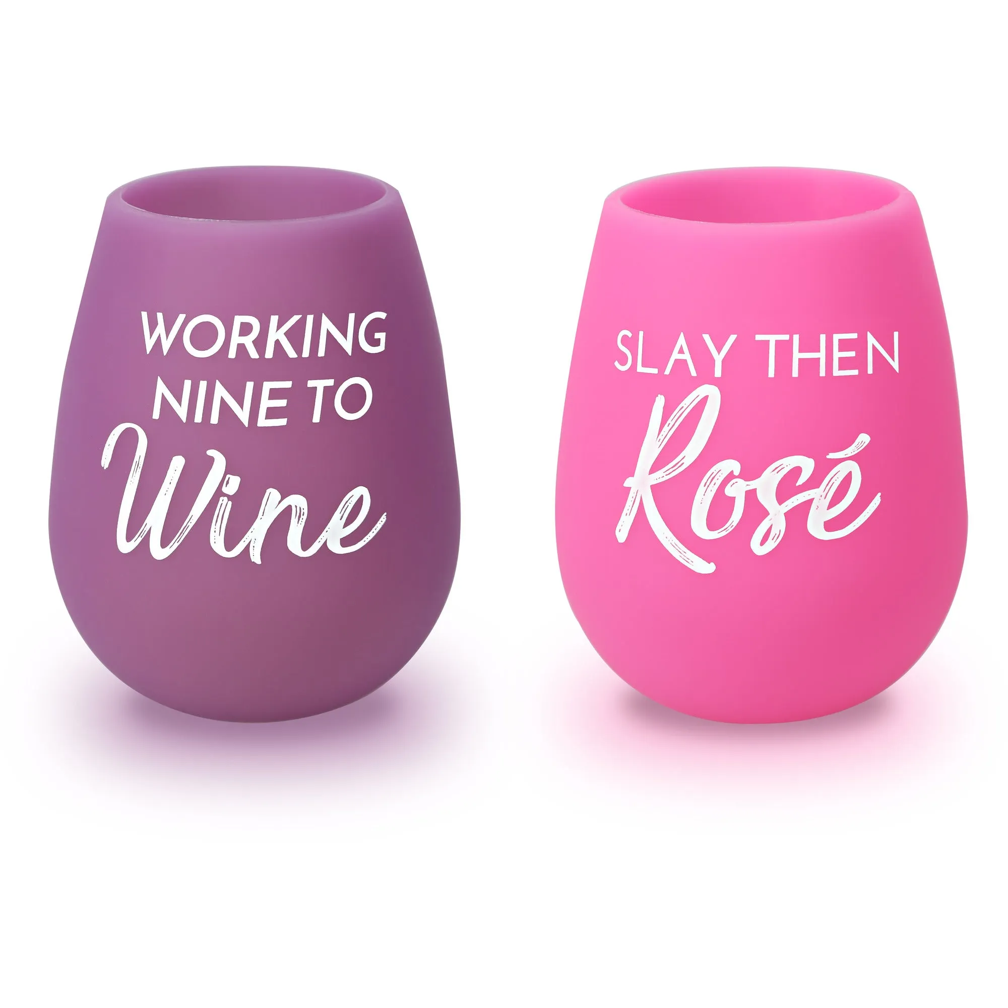 Slay then Rosé 13 oz Silicone Wine Glasses (Set of 2)