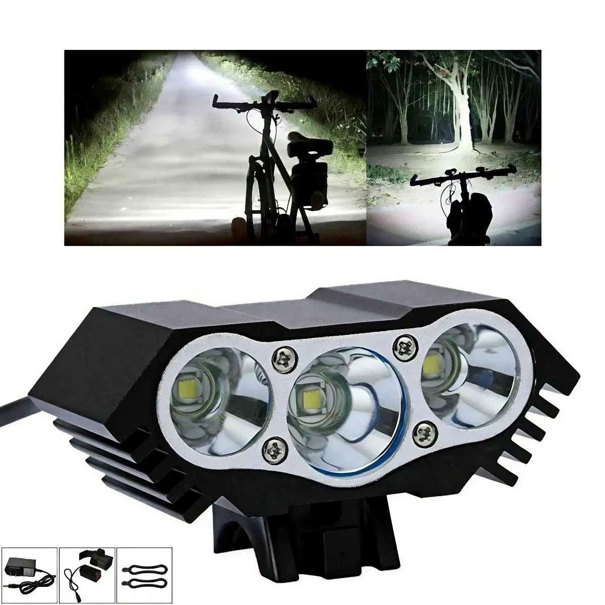 SMAXPro™ Powerful 3x LED Bicycle Headlight: Rechargeable, 4 Modes, USB