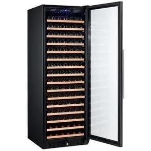 Smith and Hanks 166 Bottle Single Zone Wine Cooler, Smoked Black Glass Door - RW428SRG