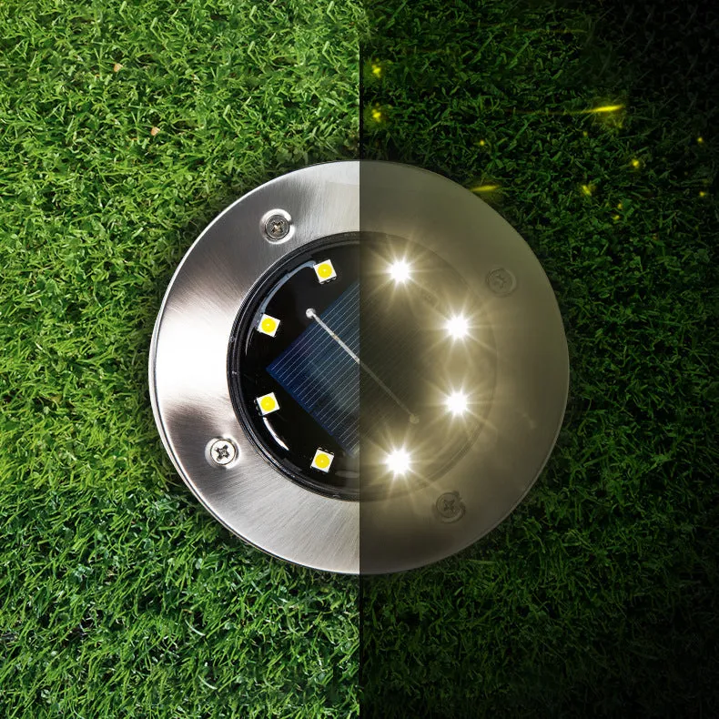 Solar Outdoor Light Round 8 LED Buried Garden Lawn Landscape Light