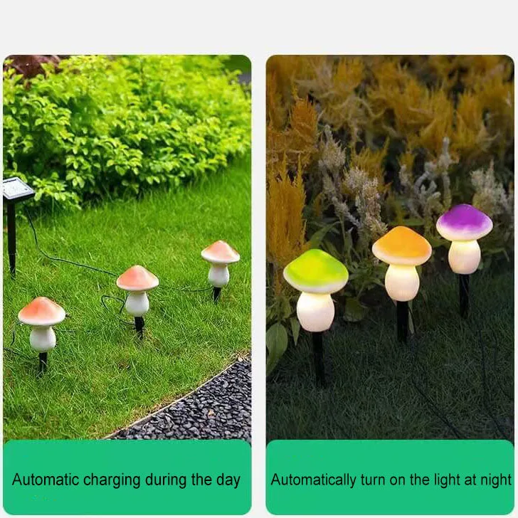 Solar Outdoor Resin Mushroom LED Garden Ground Insert Decorative Landscape Light