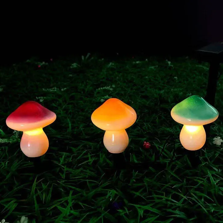 Solar Outdoor Resin Mushroom LED Garden Ground Insert Decorative Landscape Light