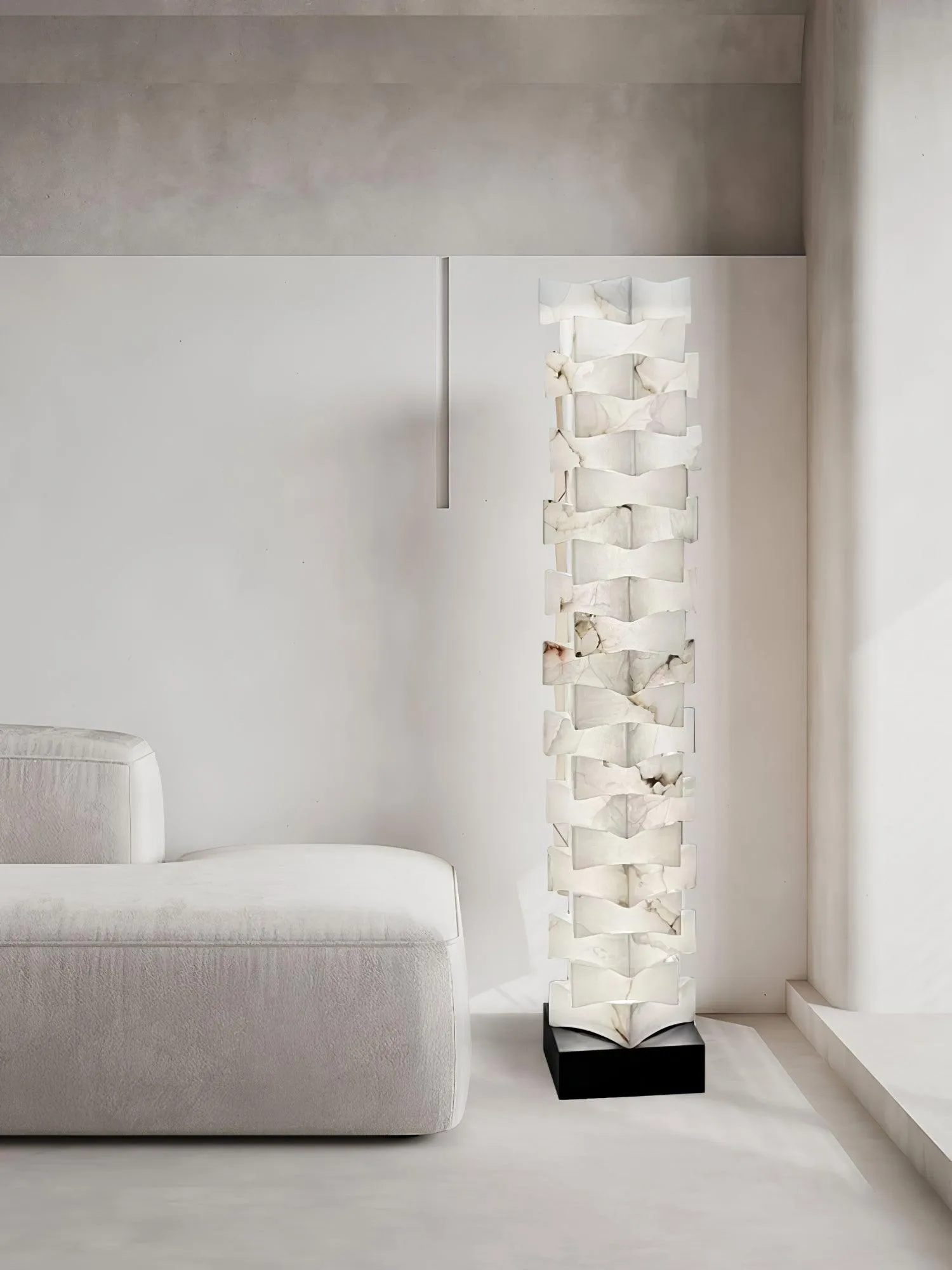 Stacked Alabaster Squares Floor Lamp