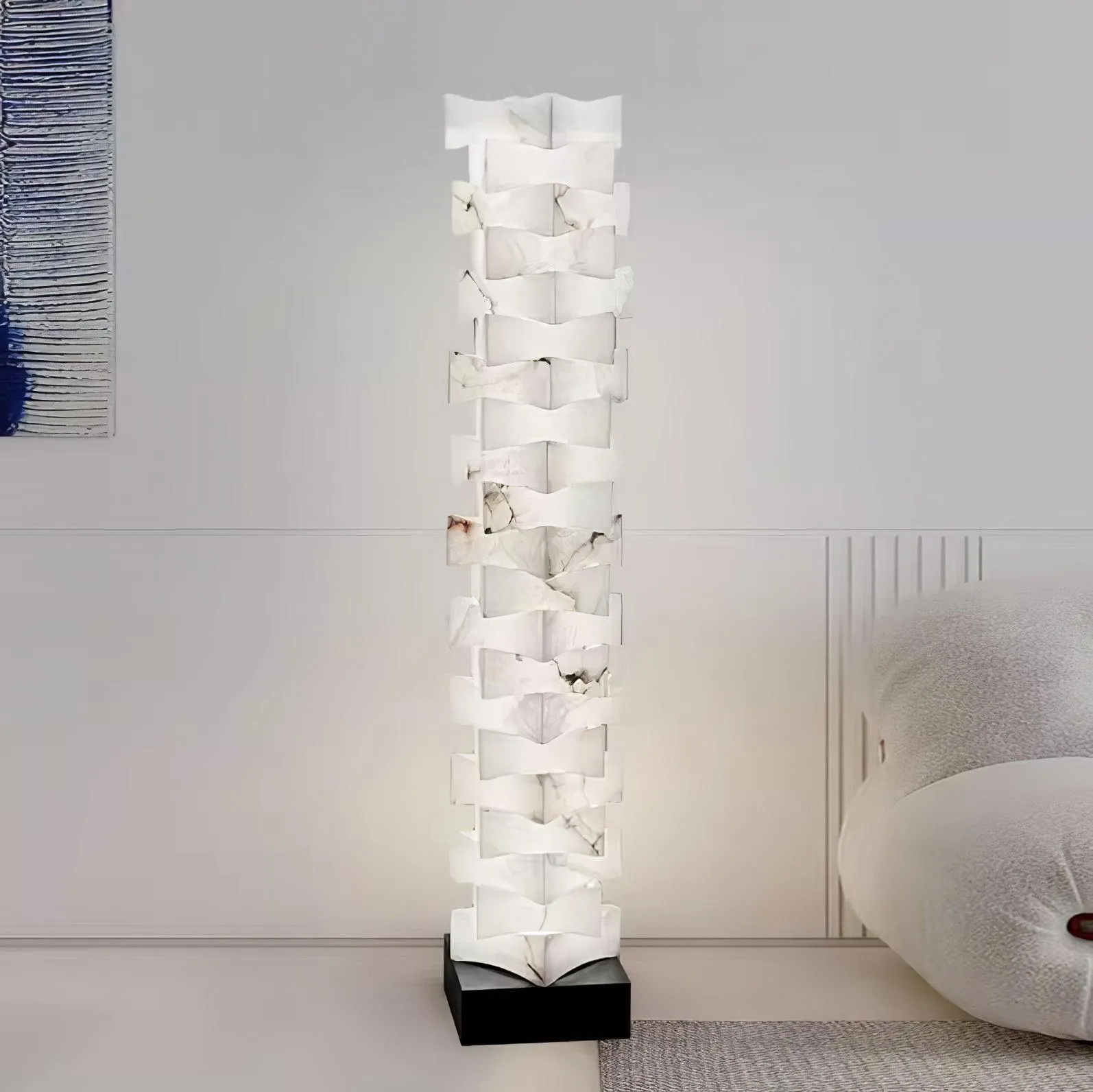 Stacked Alabaster Squares Floor Lamp