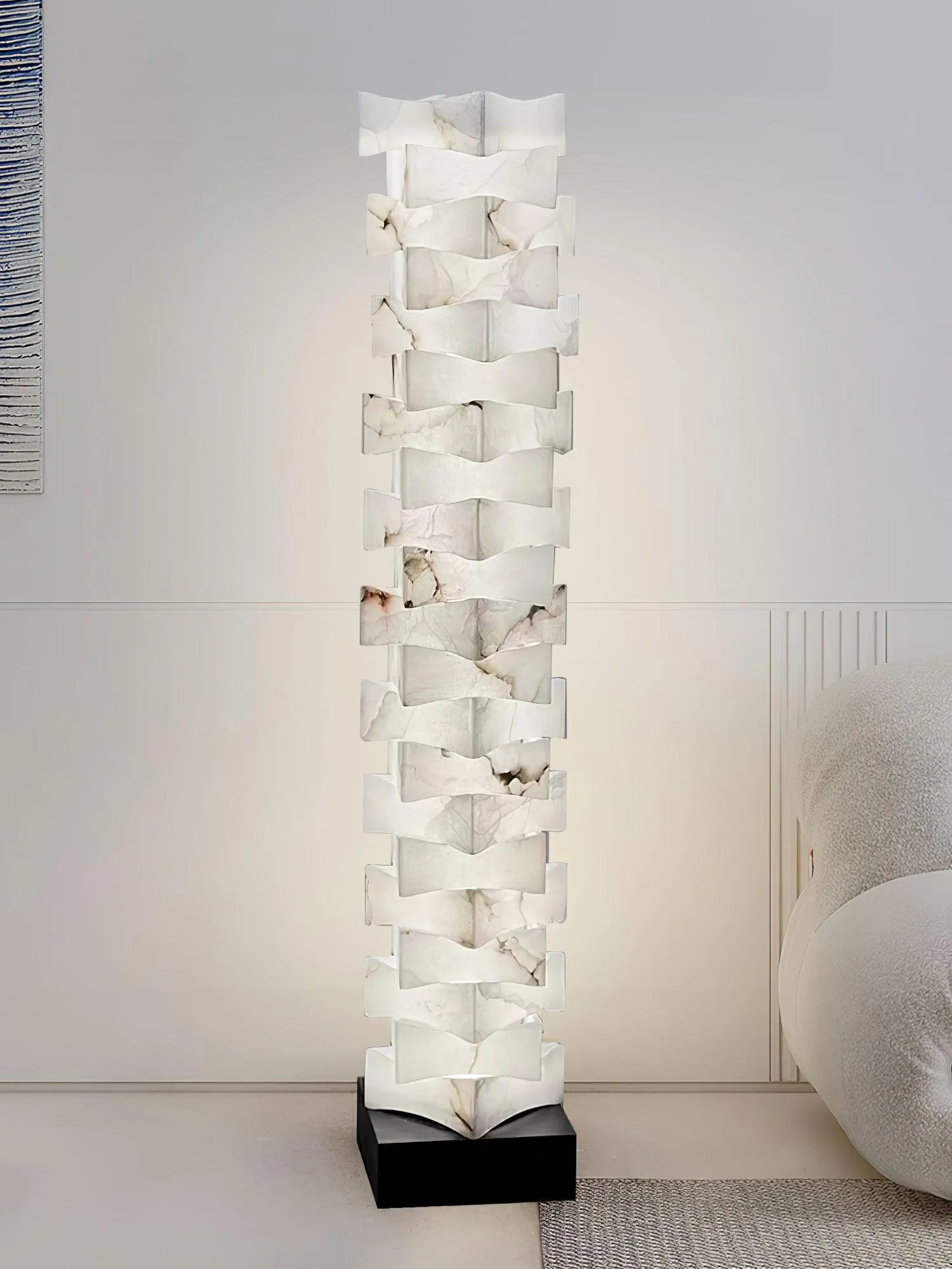 Stacked Alabaster Squares Floor Lamp