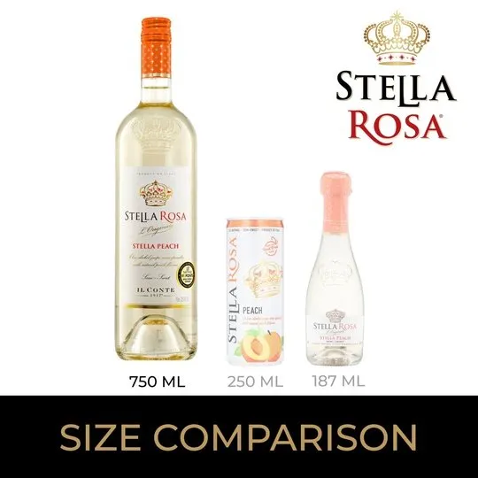 Stella Rosa Peach Semi-Sweet White Wine, 750ml Glass Bottle, Piedmont, Italy Serving Size 6oz