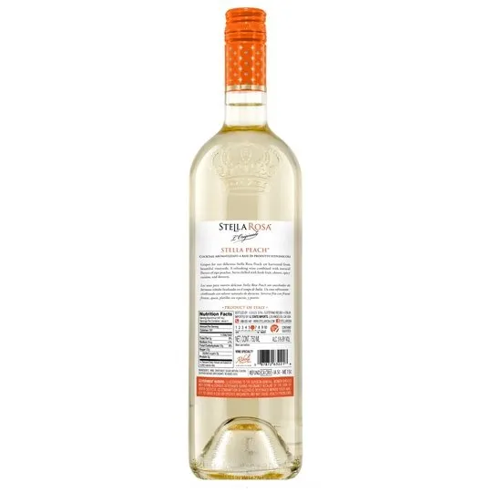 Stella Rosa Peach Semi-Sweet White Wine, 750ml Glass Bottle, Piedmont, Italy Serving Size 6oz