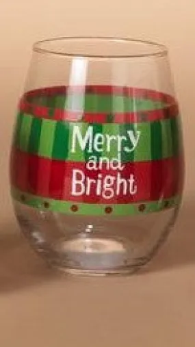 Stemless Wine Glass Merry and Bright