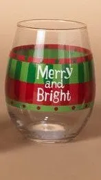 Stemless Wine Glass Merry and Bright