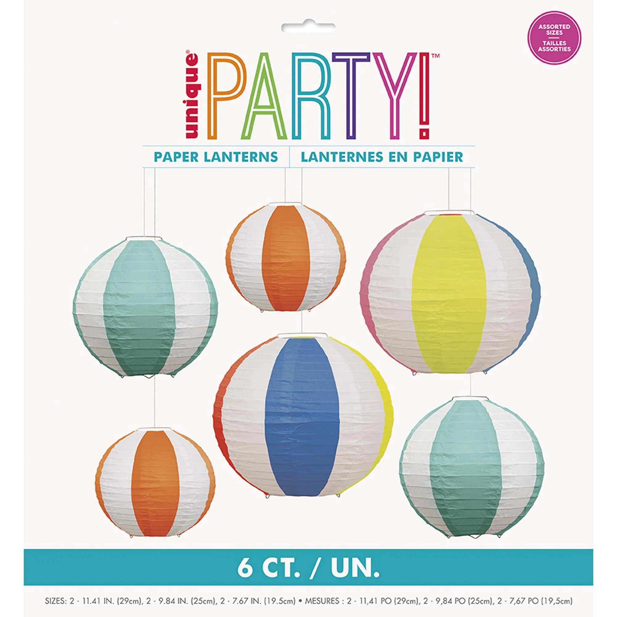 Summer Fun Beach Ball Paper Lanterns Decoration Kit, 6 Count