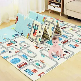 Tarkan Extra Large Reversible Baby Play Mat, BPA Free Learning & Crawling Foldable Foam Mat (6.5x5 ft, 0.6cm Thickness) Multicolor