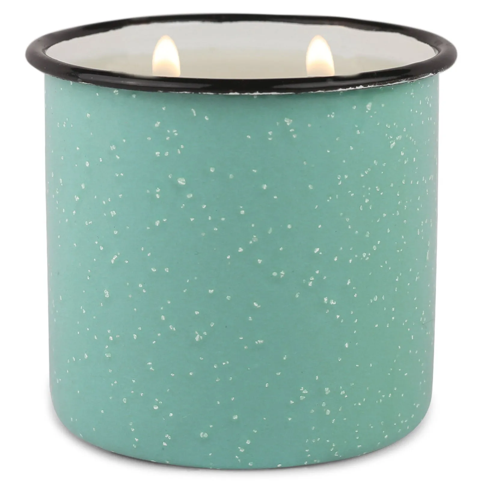 Teal Enamel Camping Mug Candle - Fresh Air & Sea Salt - Coastal Scented