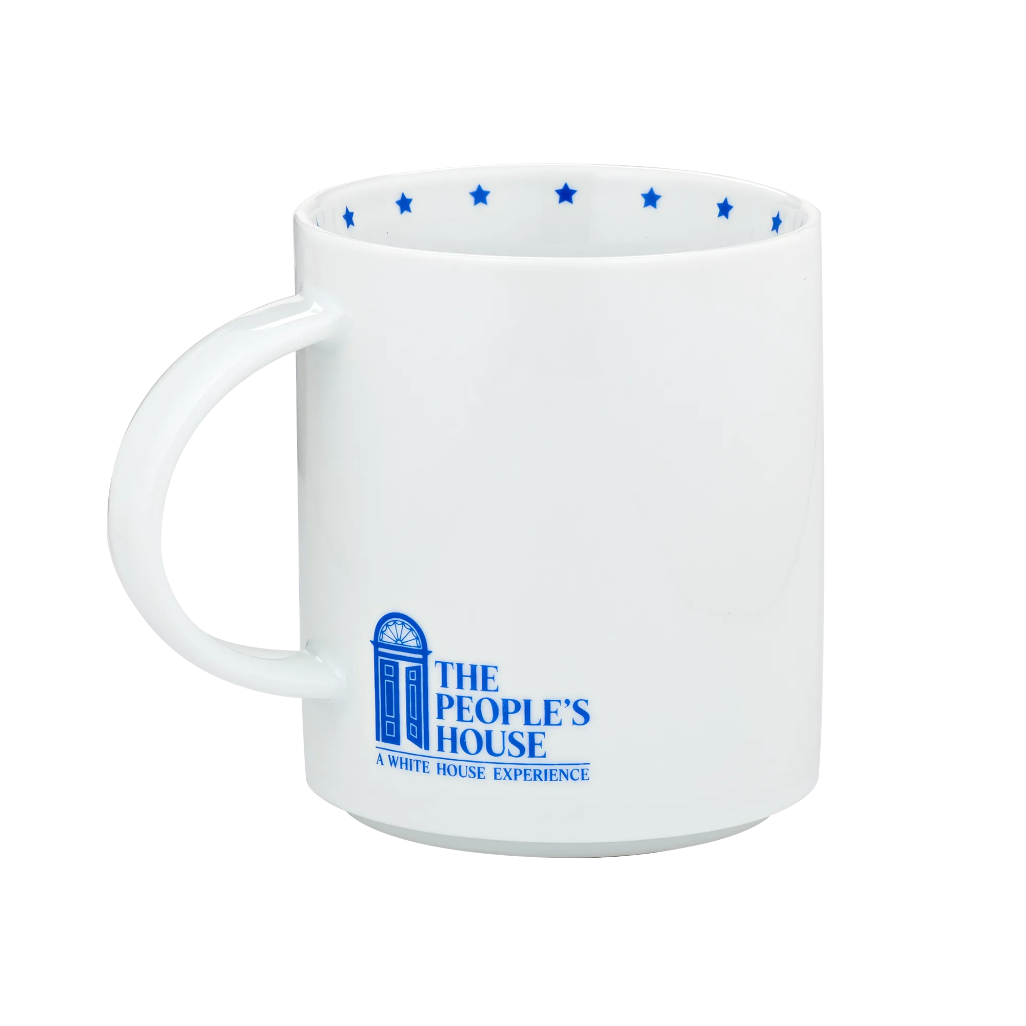 The People's House Blue and White Logo Mug