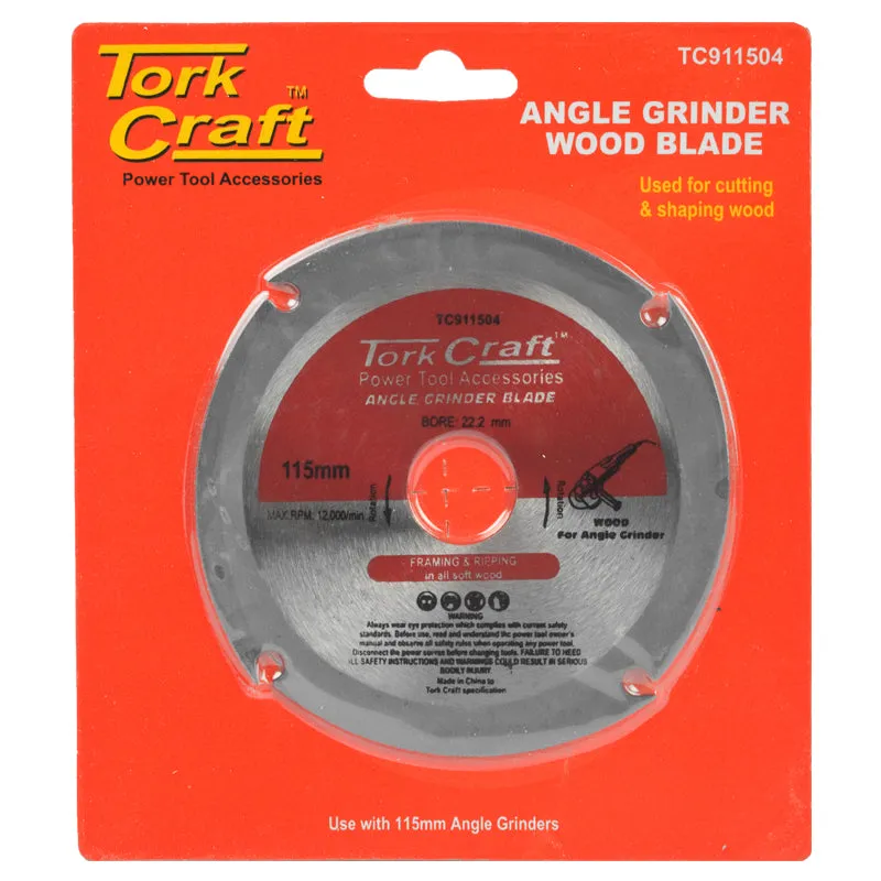 TORK CRAFT BLADE 4 TEETH 115MM X 22.23MM FOR WOOD ON ANGLE GRINDER TC911504