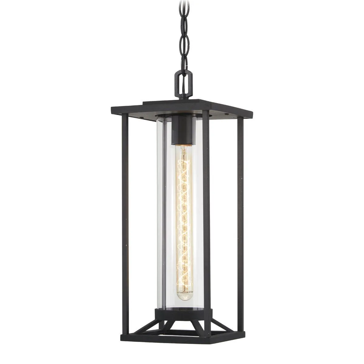 Trescott 7 in. Outdoor Hanging Lantern Black finish