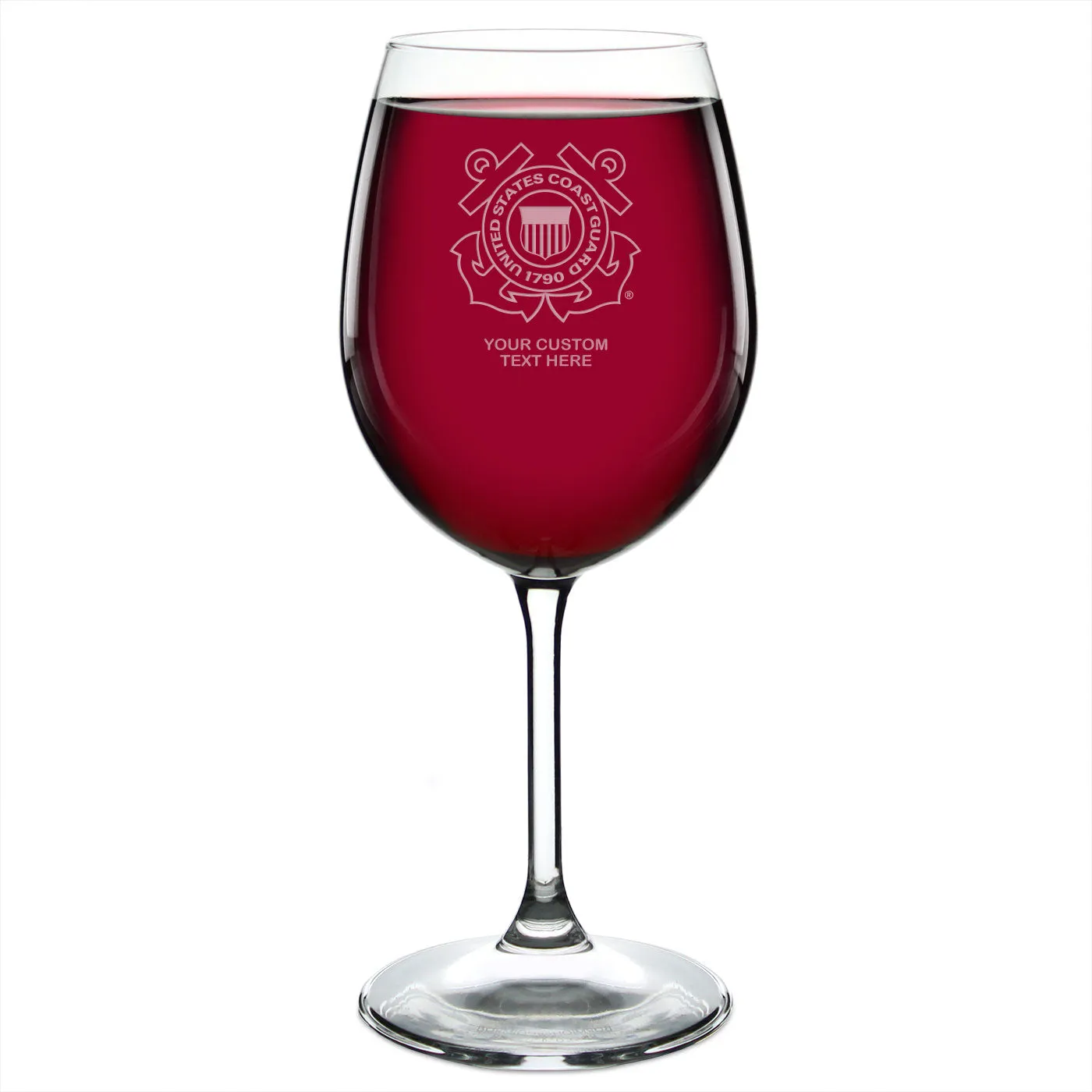 US Coast Guard Logo Personalized 16 oz. Wine Glass