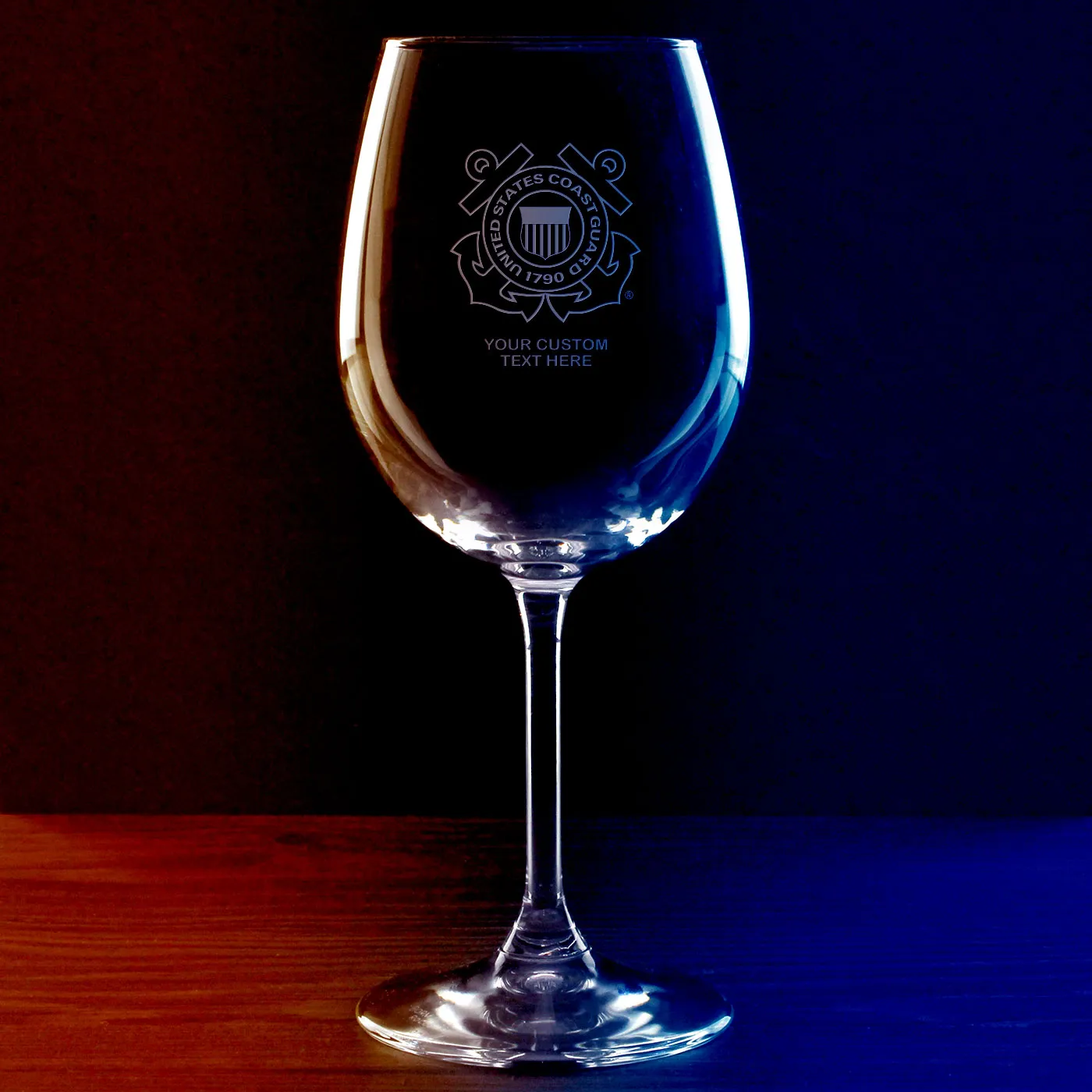 US Coast Guard Logo Personalized 16 oz. Wine Glass