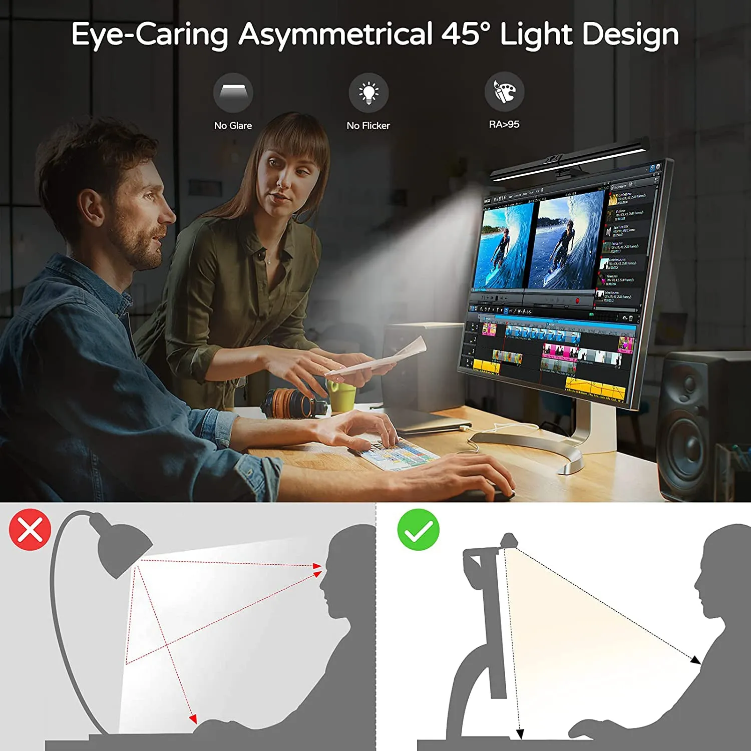 USB LED Task Lamp Desktop Monitor Light Bar 40cm