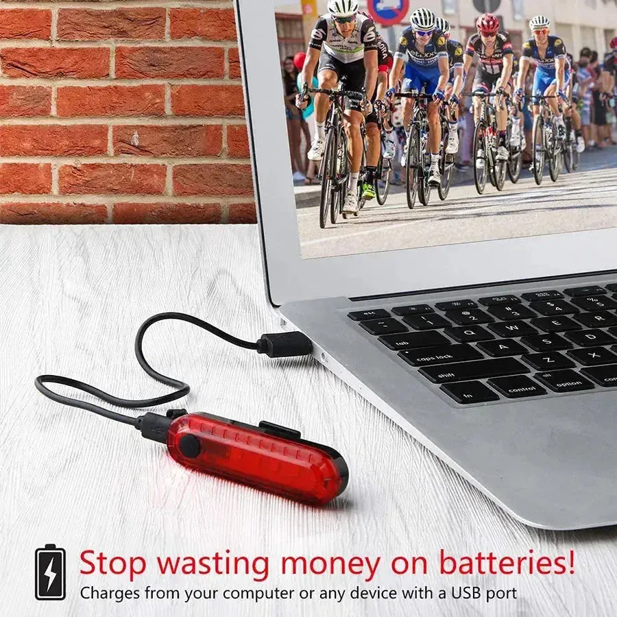 USB Rechargeable Red LED Rear Bicycle Taillight - Ultra Bright Cycling Safety Light with 4 Modes for Night Riding