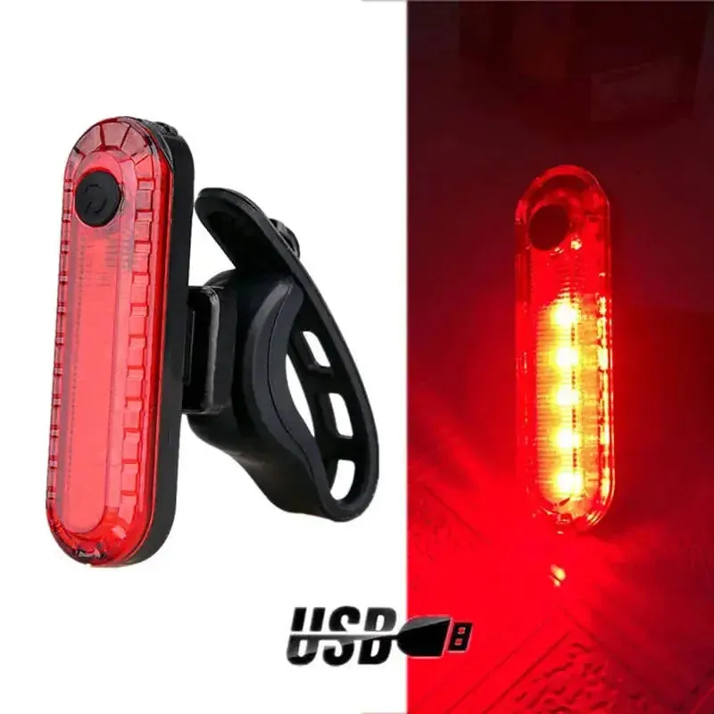 USB Rechargeable Red LED Rear Bicycle Taillight - Ultra Bright Cycling Safety Light with 4 Modes for Night Riding