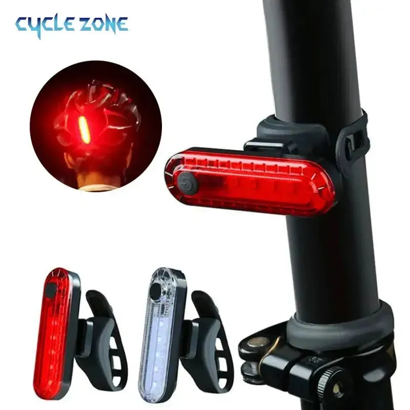 USB Rechargeable Red LED Rear Bicycle Taillight - Ultra Bright Cycling Safety Light with 4 Modes for Night Riding