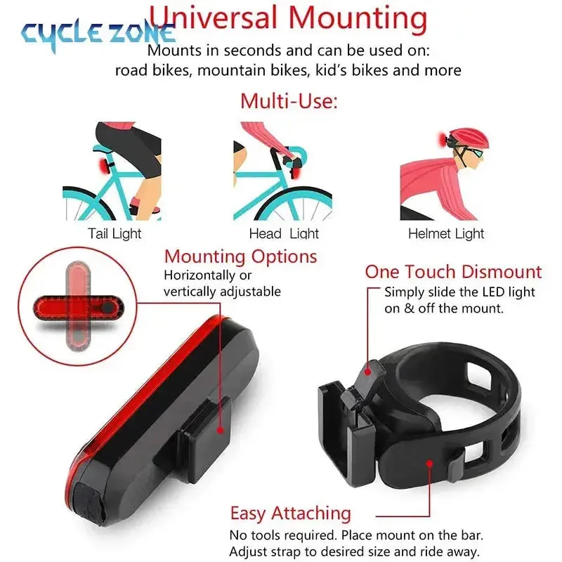 USB Rechargeable Red LED Rear Bicycle Taillight - Ultra Bright Cycling Safety Light with 4 Modes for Night Riding