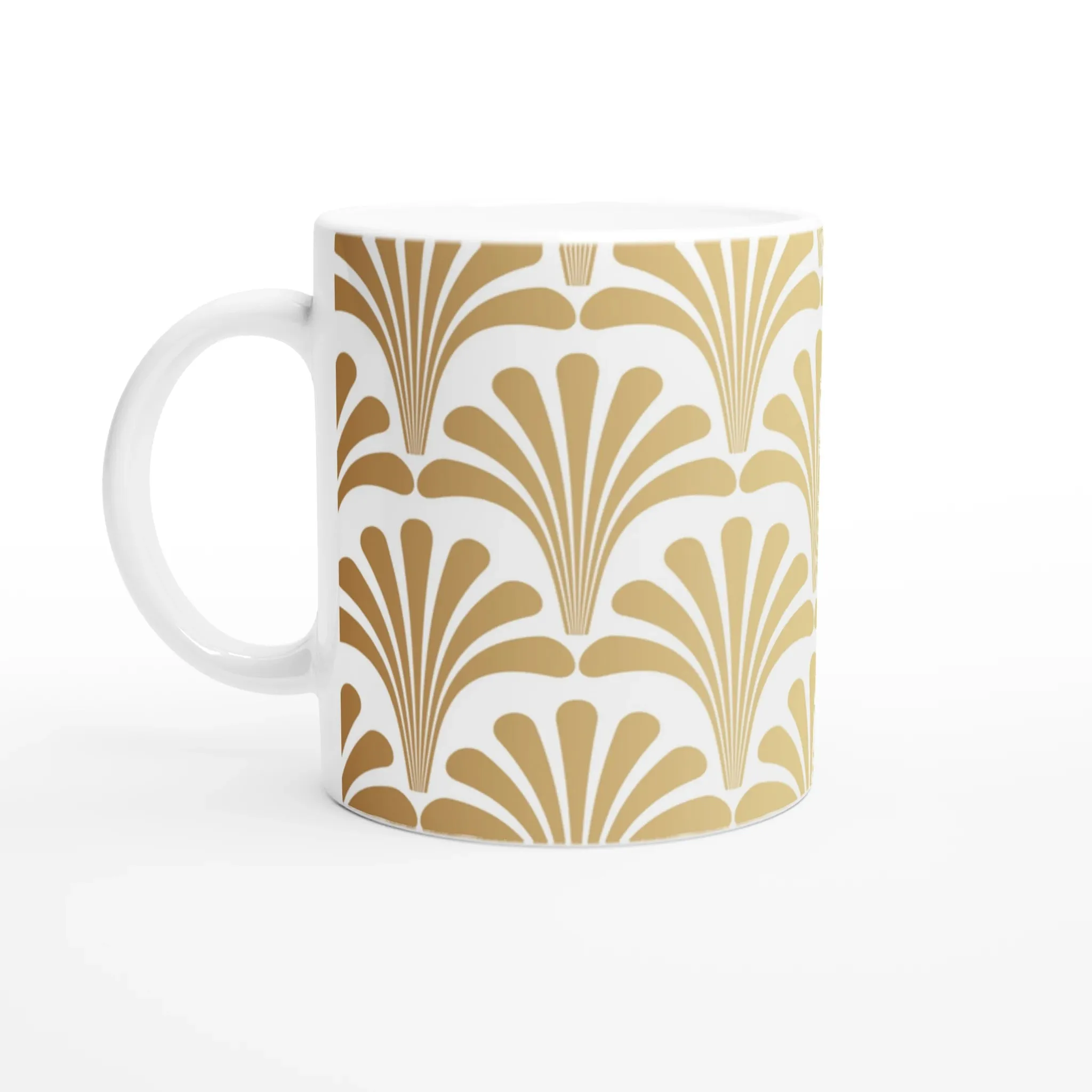 White Ceramic Mug with Gatsby Art Deco Design