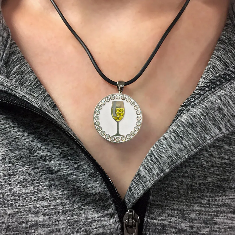 White Wine Golf Ball Marker Necklace