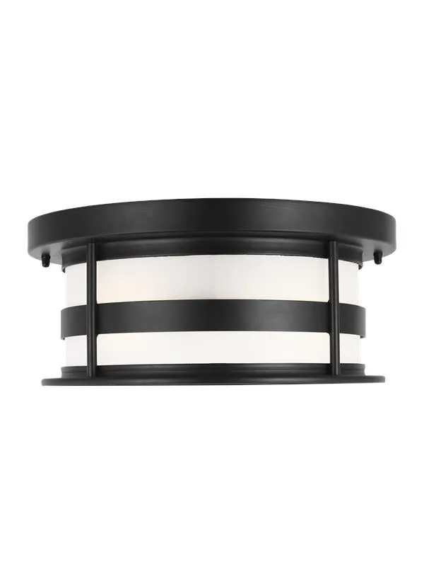 Wilburn Collection - Two Light Outdoor Flush Mount | Finish: Black - 7890902EN3-12