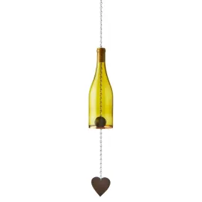 Wine Bottle Wind Chimes w/Copper Trim - Yellow