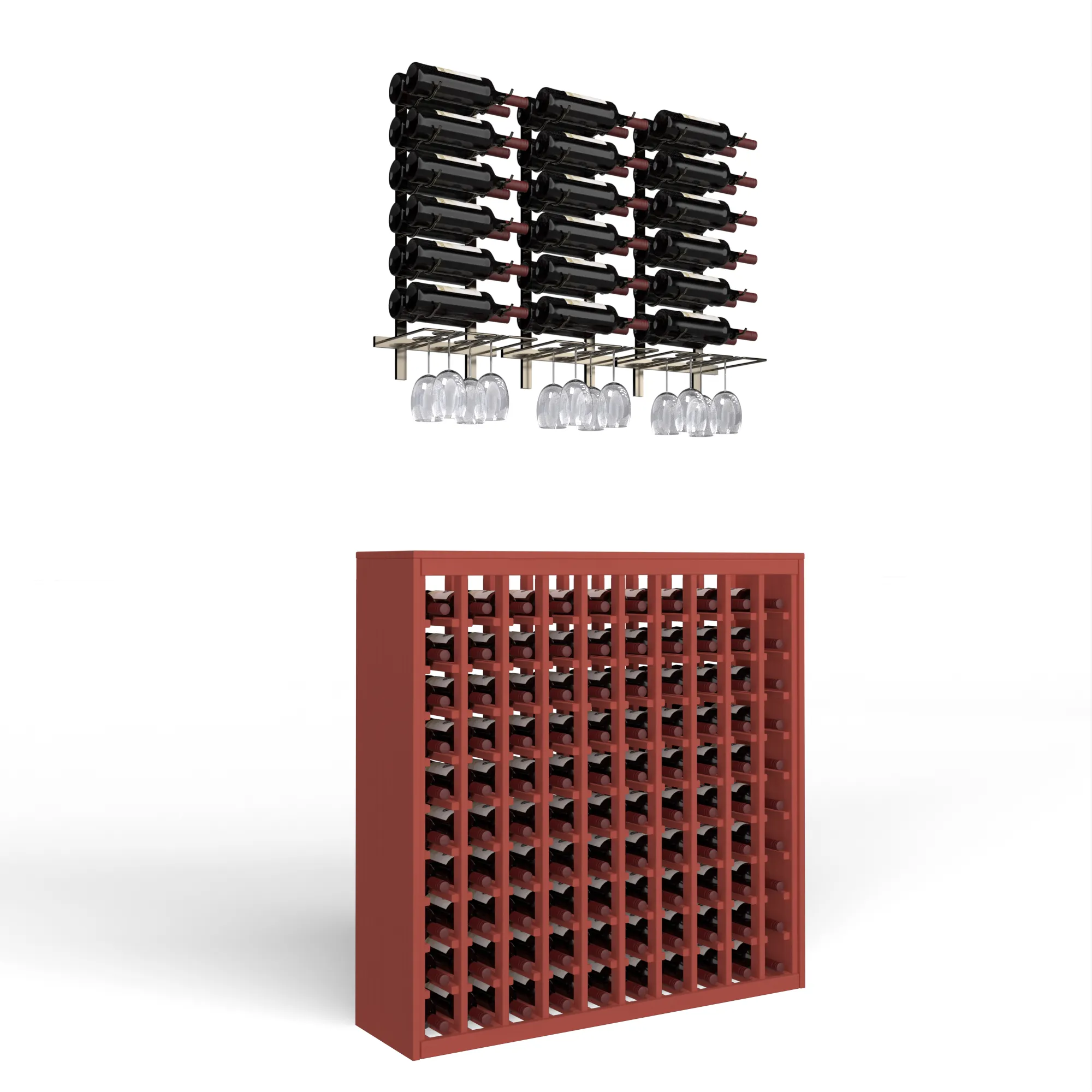 Wine Room Essentials Bundle - 100 Bottle Deluxe x W Series Racks in in Gunmetal Metal