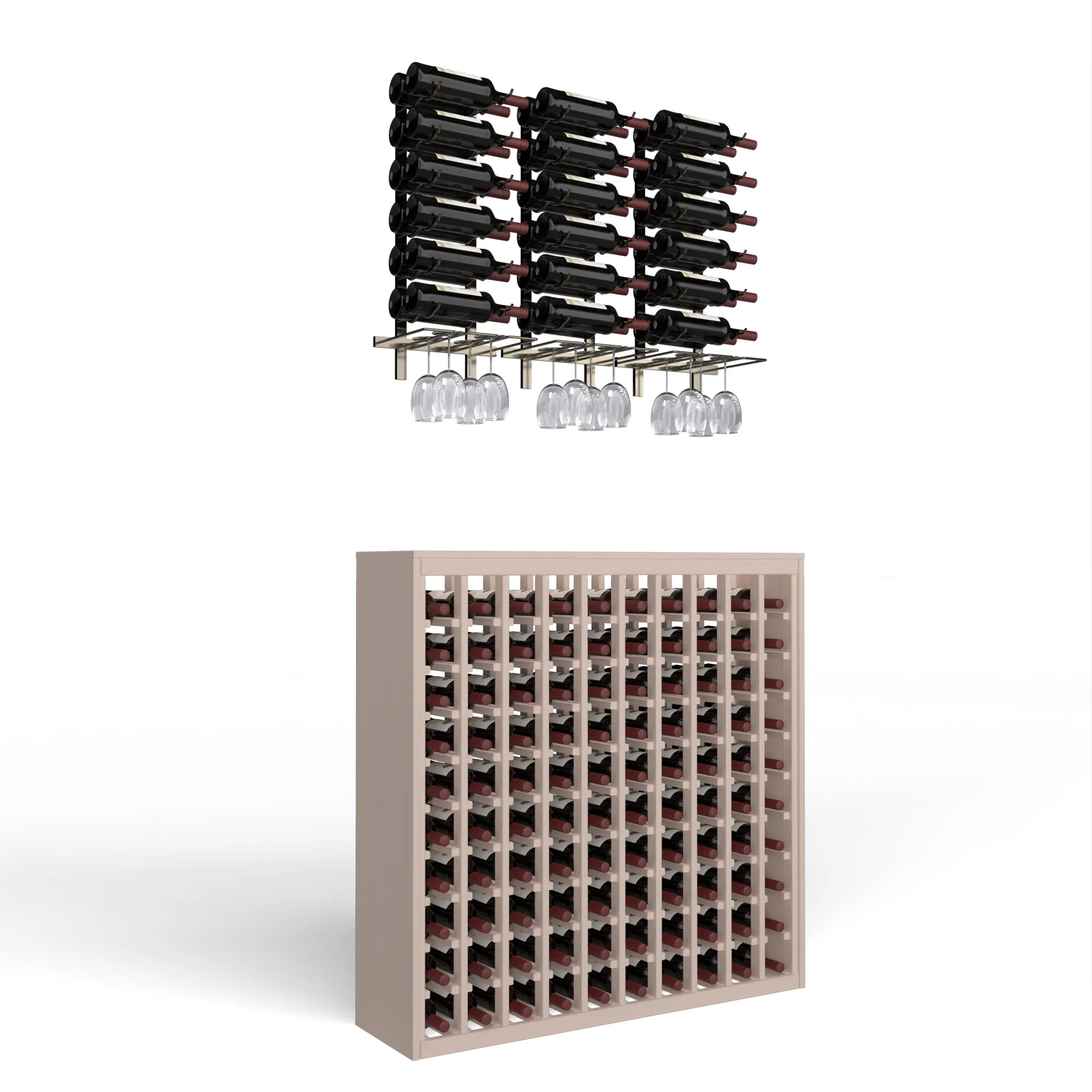 Wine Room Essentials Bundle - 100 Bottle Deluxe x W Series Racks in in Gunmetal Metal