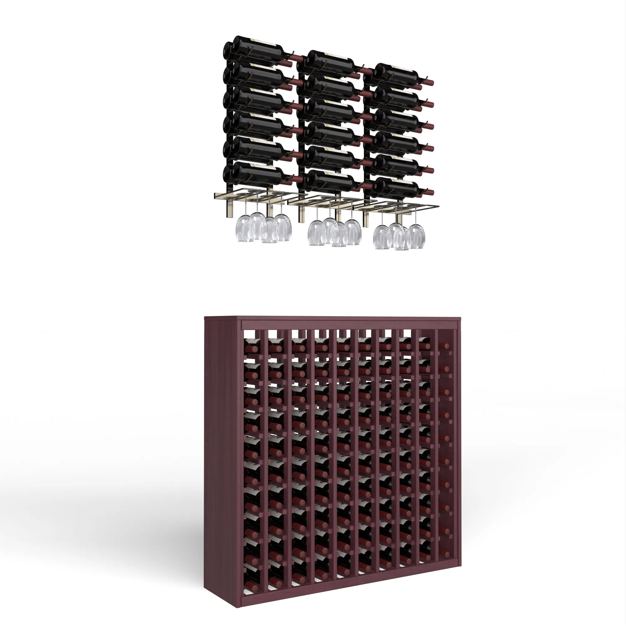 Wine Room Essentials Bundle - 100 Bottle Deluxe x W Series Racks in in Gunmetal Metal