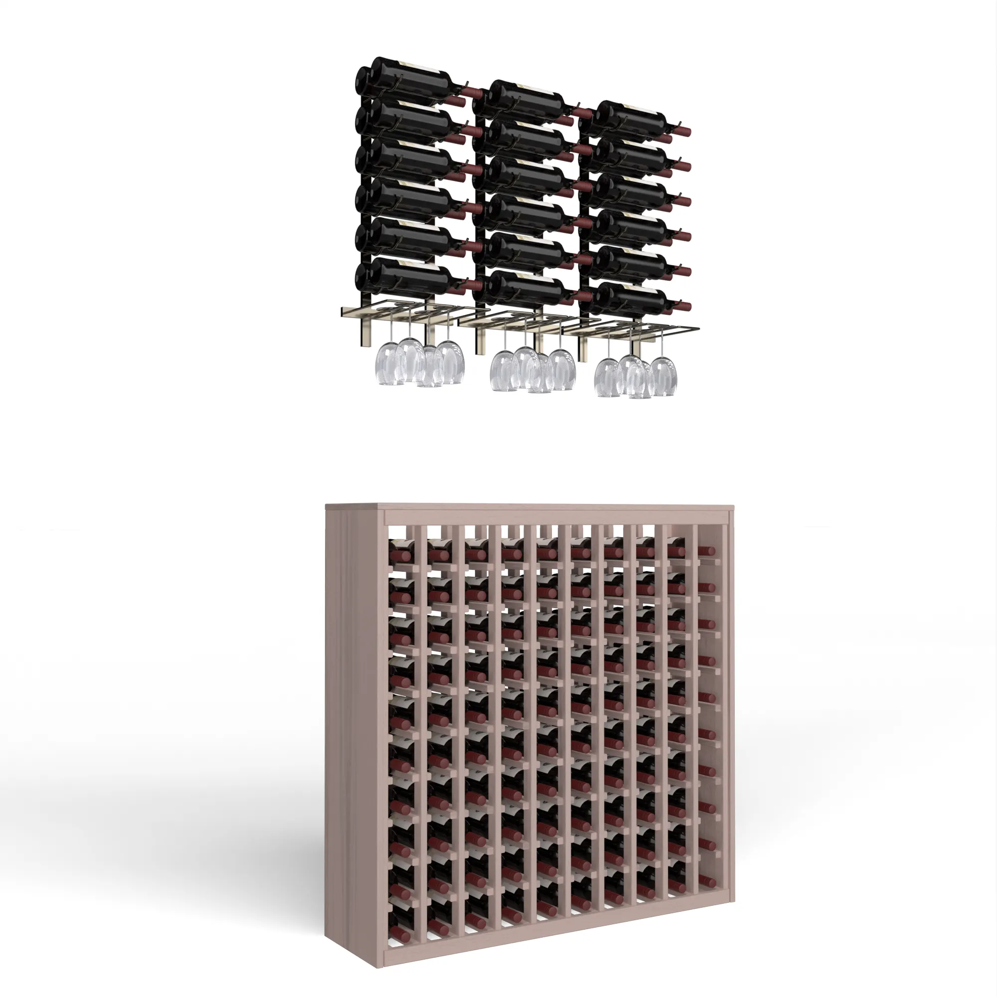 Wine Room Essentials Bundle - 100 Bottle Deluxe x W Series Racks in in Gunmetal Metal