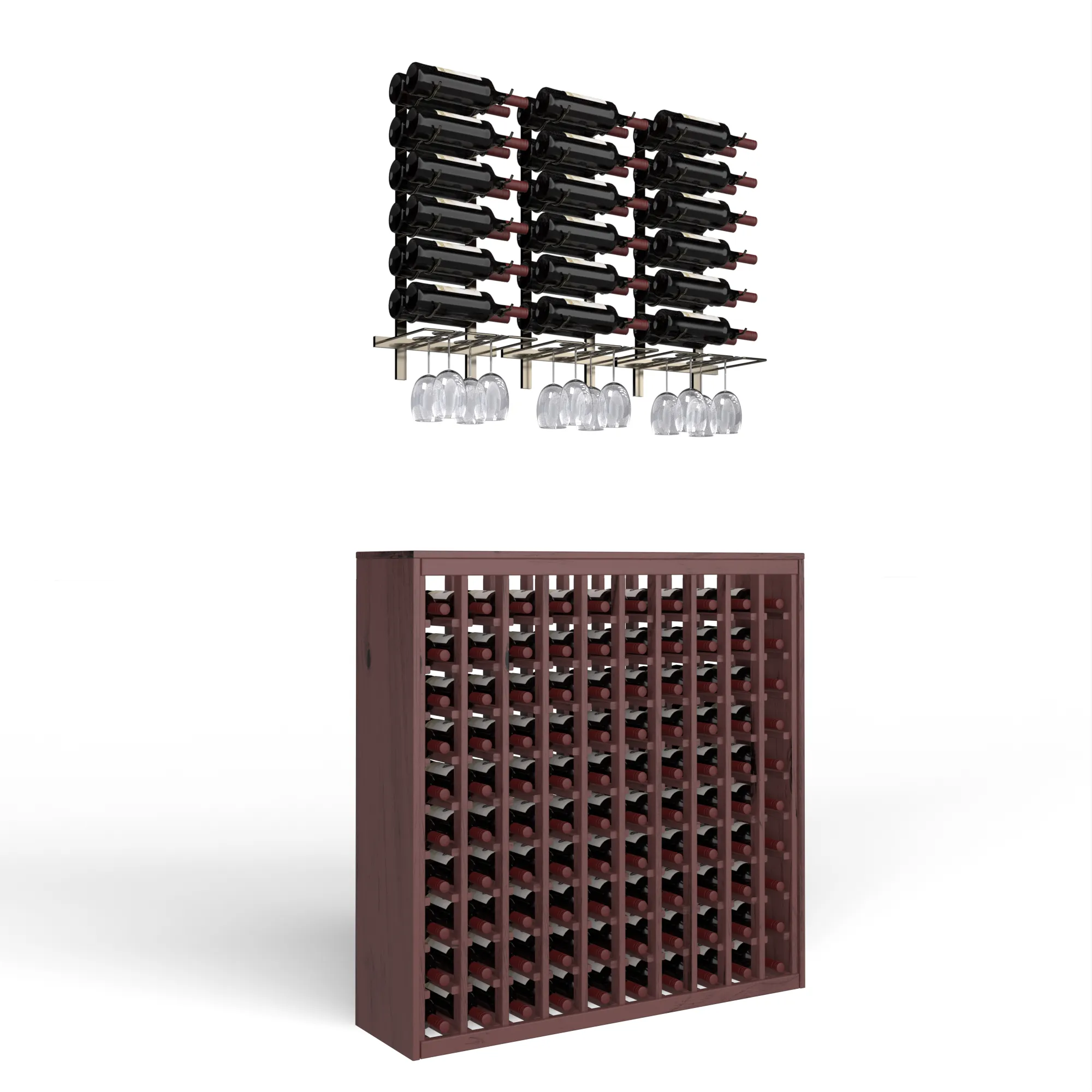 Wine Room Essentials Bundle - 100 Bottle Deluxe x W Series Racks in in Gunmetal Metal