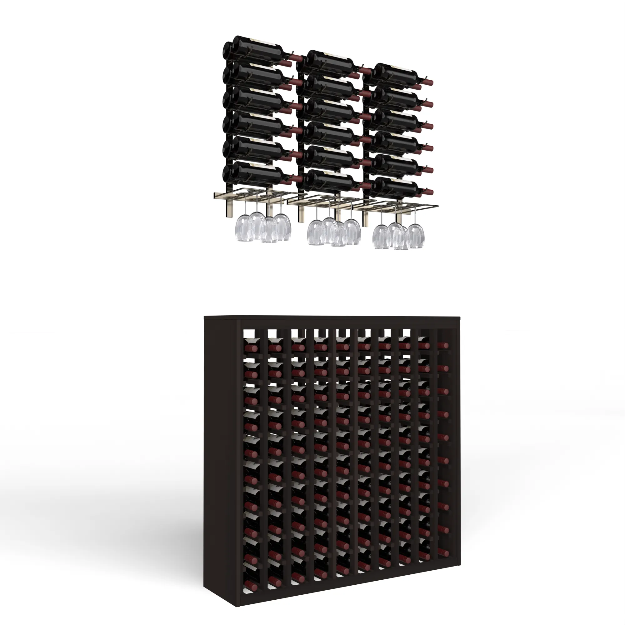 Wine Room Essentials Bundle - 100 Bottle Deluxe x W Series Racks in in Gunmetal Metal