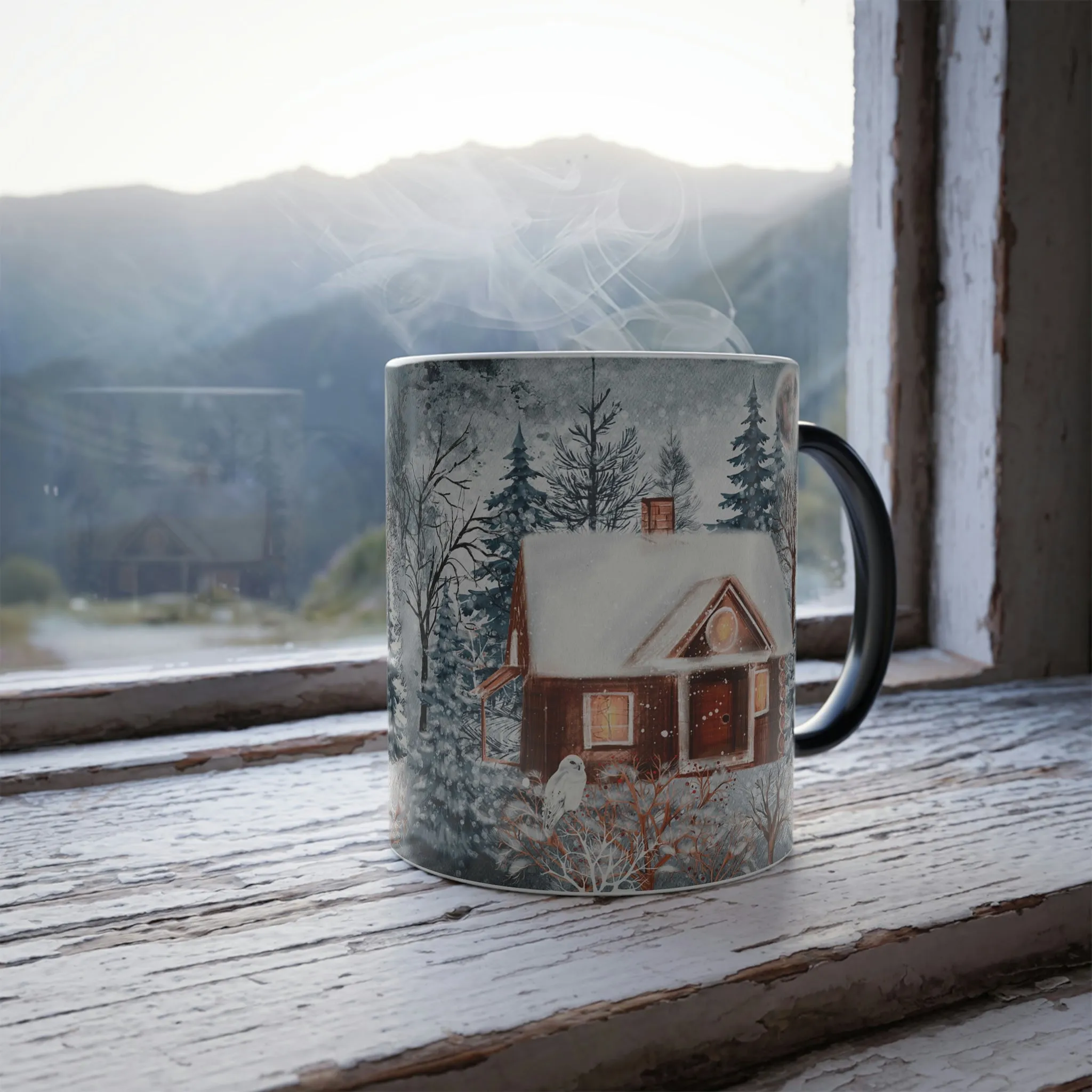 Winter cabin 11oz Color Morphing Mug