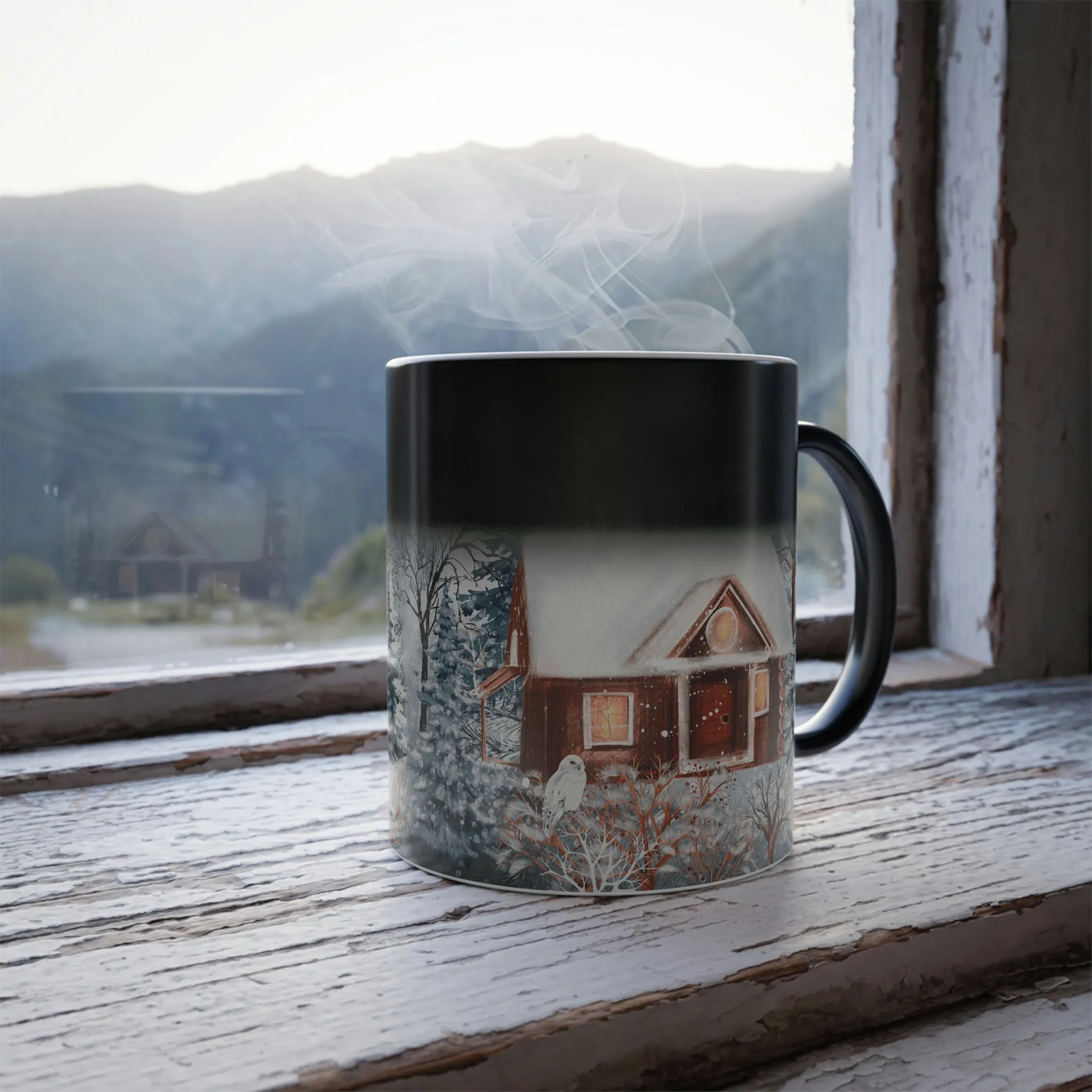 Winter cabin 11oz Color Morphing Mug