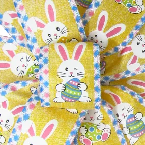 Wired Happy Bunnies & Easter Eggs Yellow Ribbon (#40-2.5"Wx10Yards)