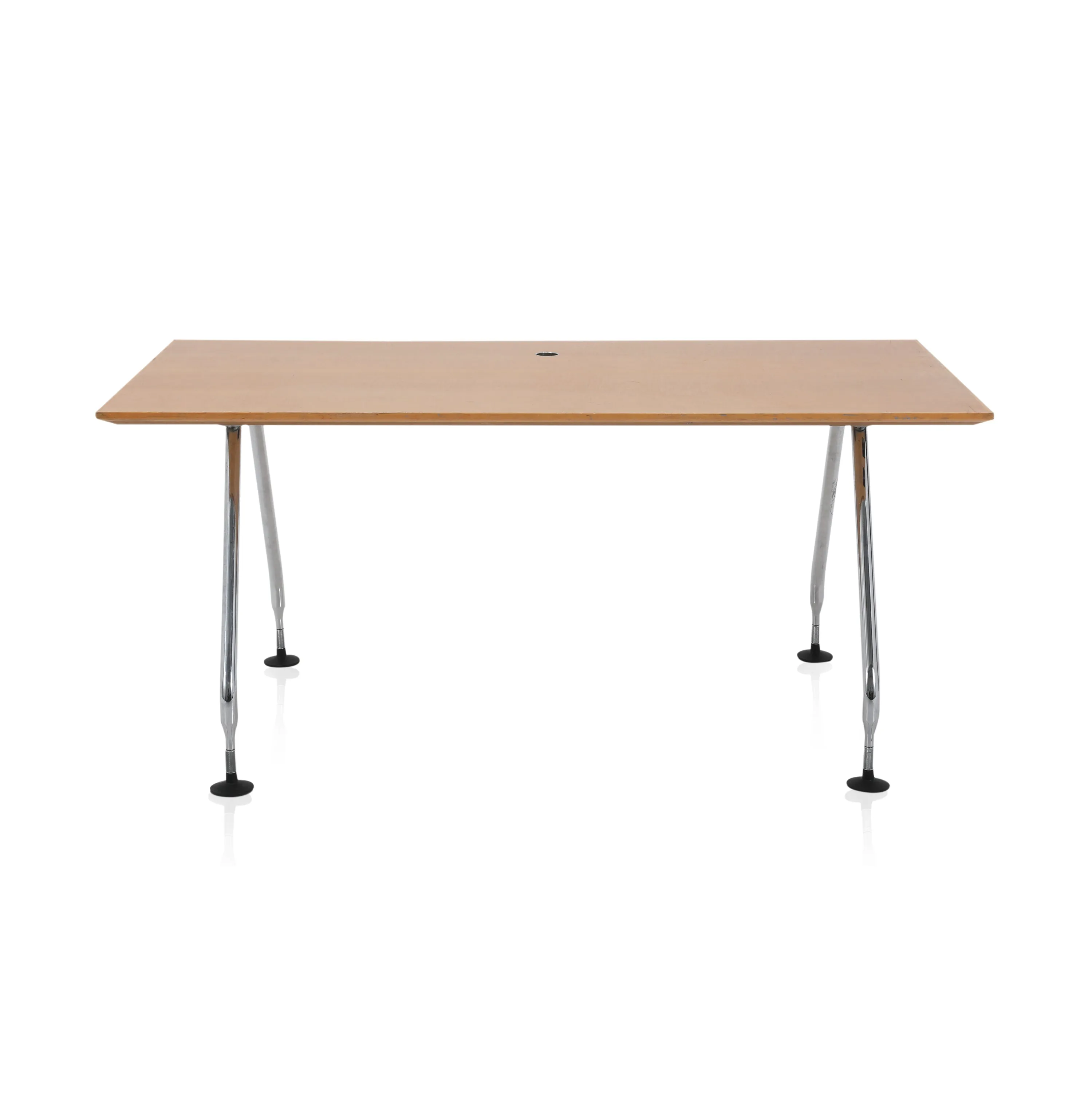 Wood Office Desk Table w/ Angled Chrome Legs